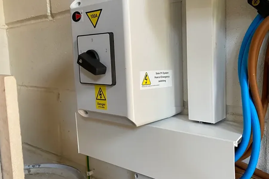 100A changeover switch and emergency switching enclosure installed