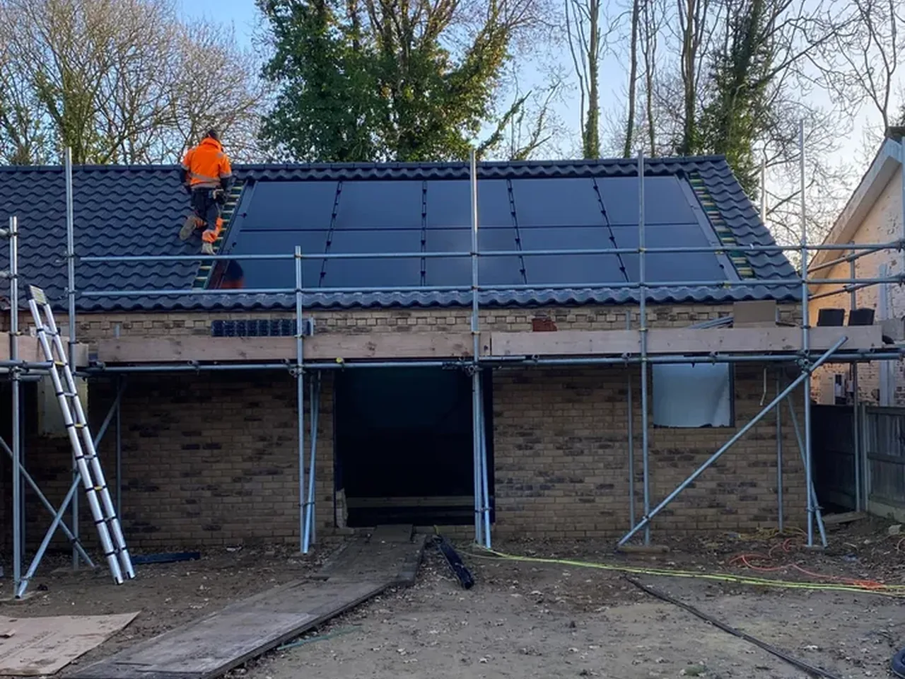 Integrated in-roof solar panels on a new build in Suffolk