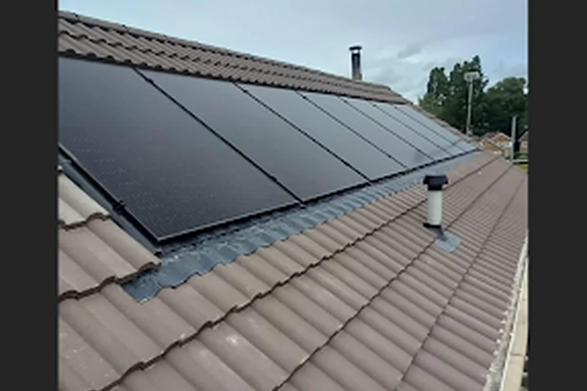 Integrated in-roof solar panels set flush into a pantile roof