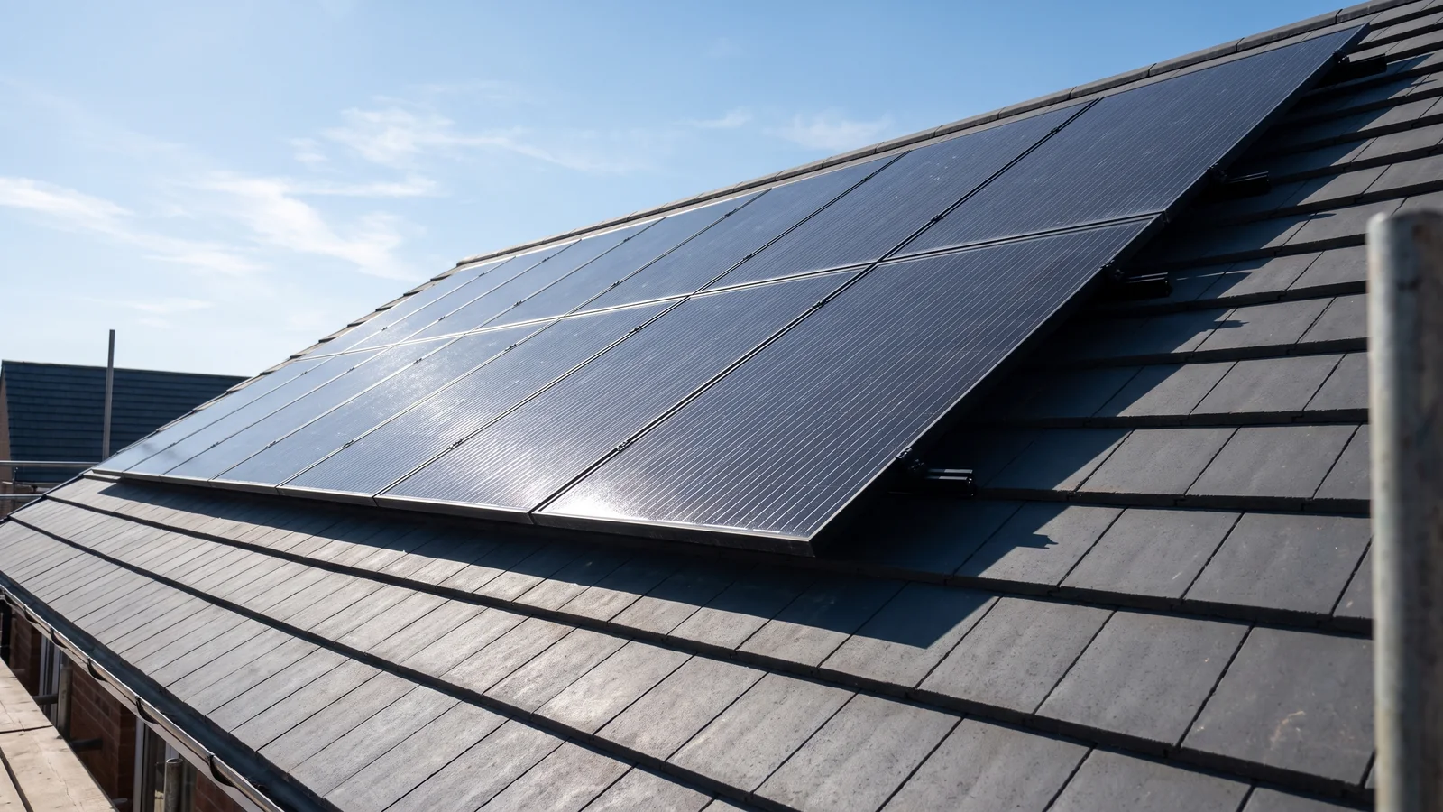 On-roof solar - second example, rail-mounted